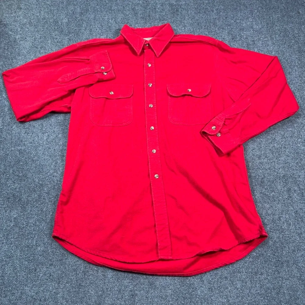 VTG Five Brother Chamois Heavy Flannel Button Down Shirt Mens XLT Workwear Red
